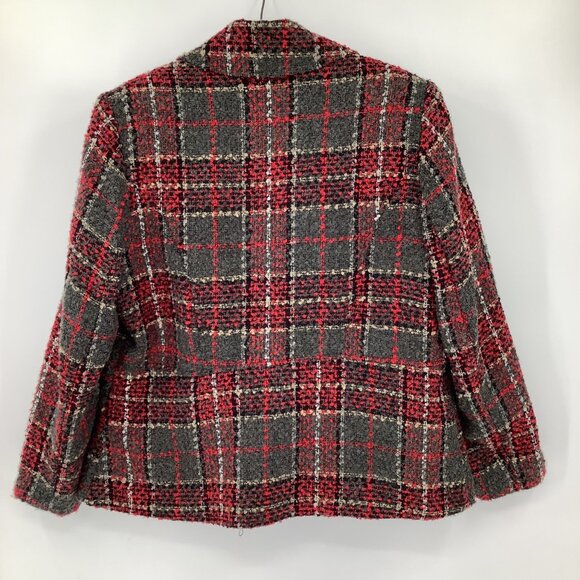 Fashion Bug Blazer 16W Women’s Red & Gray Plaid Tweed With Button Closure Office - Picture 4 of 9